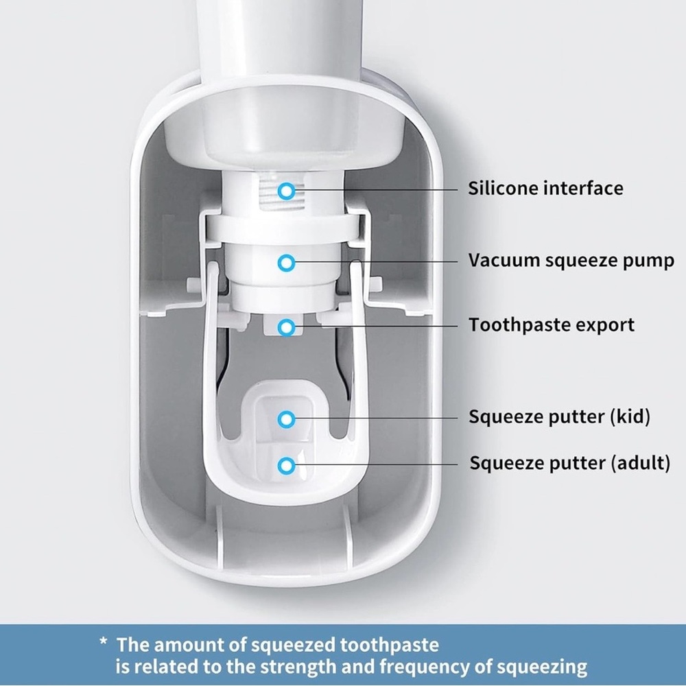 MOPMS Wall Mounted Automatic Toothpaste Dispenser White Silver - Picture 7 of 10